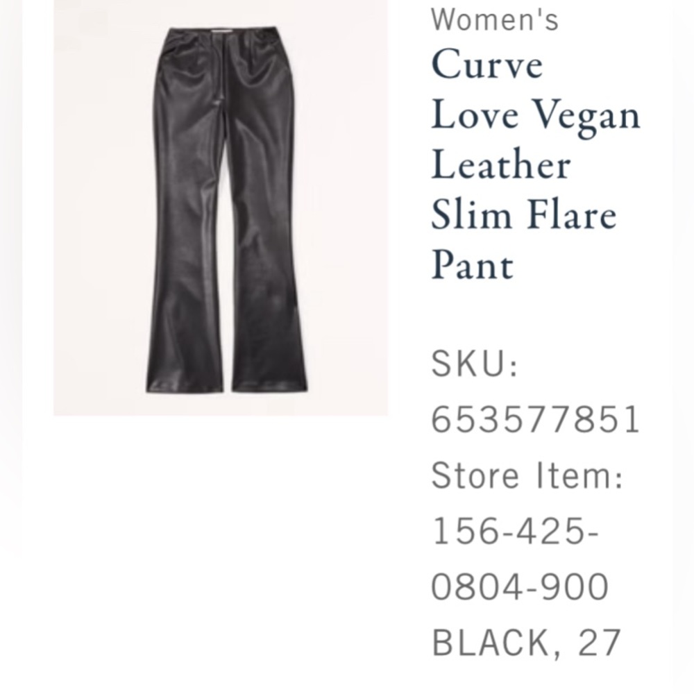 Abercrombie Curve Love Vegan Leather Slim Flare Pant